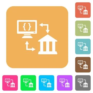 Open banking API rounded square flat icons Stock Illustration