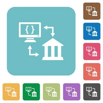 Open banking API rounded square flat icons Stockillustratie