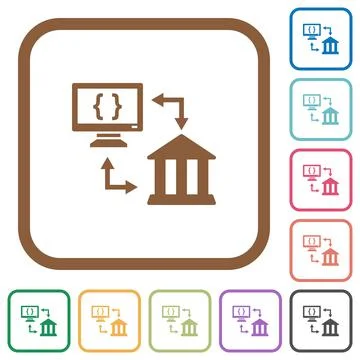 Open banking API simple icons Stock Illustration