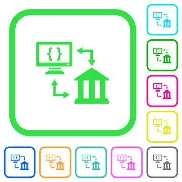 Open banking API vivid colored flat icons Stock Illustration