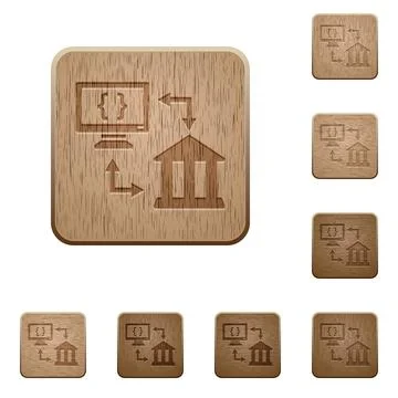 Open banking API wooden buttons Stock Illustration