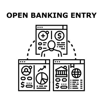 Open banking concept connecting user financial data Stock Illustration