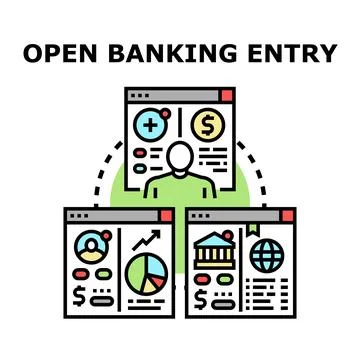 Open banking concept connecting user financial data Stock Illustration