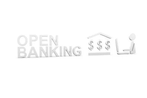 OPEN BANKING concept white background 3d render illustration Stock Illustration