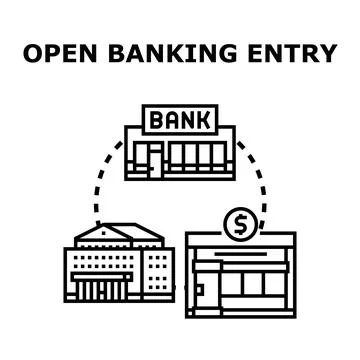 Open banking entry concept connecting financial institutions Stock Illustration