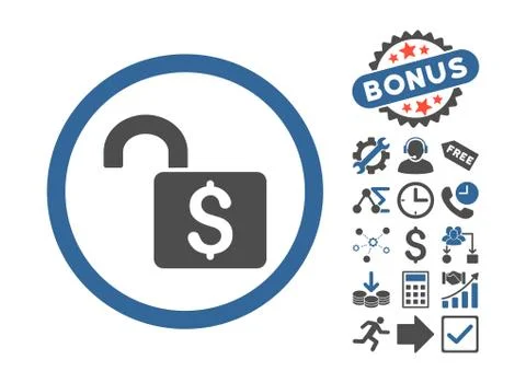 Open Banking Lock Flat Vector Icon With Bonus Stock Illustration