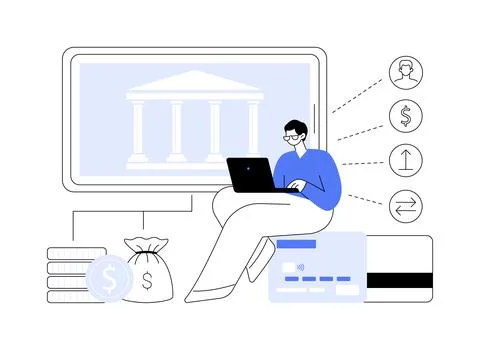 Open banking platform abstract concept vector illustration. Stock Illustration