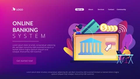 Open banking platform concept landing page. Stock Illustration