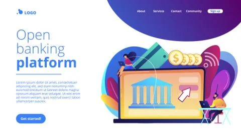 Open banking platform concept landing page. Stock Illustration