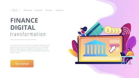 Open banking platform concept landing page. Stock Illustration