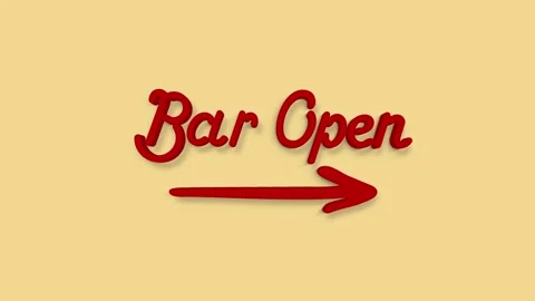 Open bar signboard in arrow shape showing direction. Animation text for menu Stock-Footage 156987884