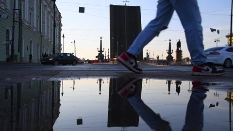 Open bascule bridge reflects on puddle Stock Footage 246763508