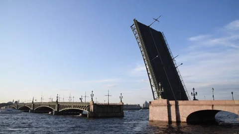 Open bascule bridge at sunset Stock Footage 246763458
