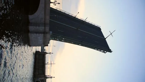 Open bascule bridge at twilight Stock Footage 246763144