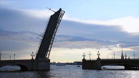 Open bascule bridge at twilight Stock Footage 246763302