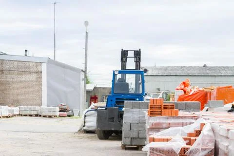 Open base construction with building materials Stock Photos