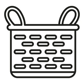 Open basket icon outline vector. Wicker food 스톡 일러스트