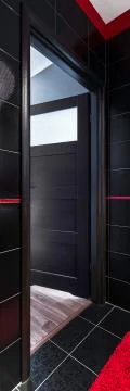 Open bathroom door Foto stock