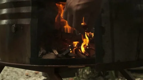 Open BBQ Fireplace Stock Footage 147232958