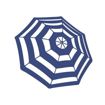 An open beach umbrella isolated on a white background. Illustrazione stock