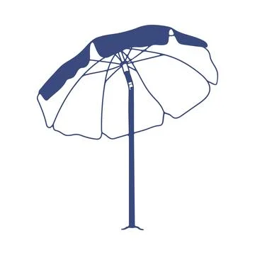 An open beach umbrella isolated on a white background. Illustrazione stock