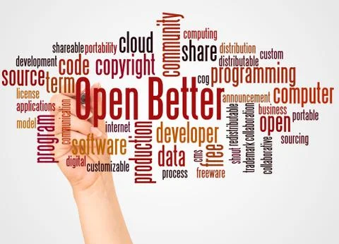 Open Better word cloud and hand with marker concept 스톡 사진