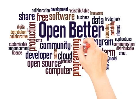 Open Better word cloud hand writing concept Foto stock