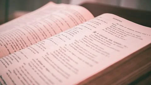 Open bible in epeblastic psalm Stock Photos
