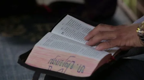 Open Bible in Laos Stock Footage 40072031