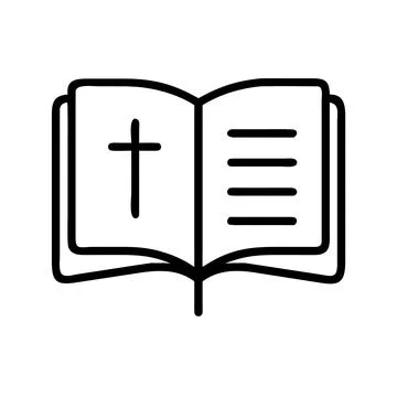 Open Bible outline vector icon Stock Illustration