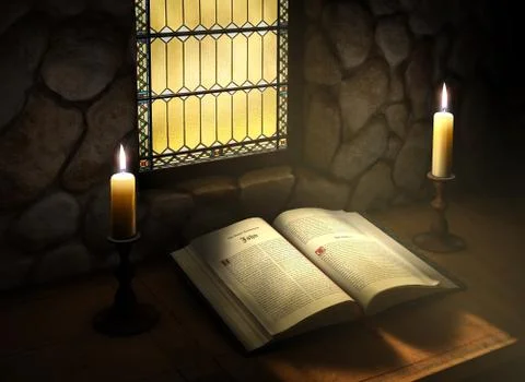 Open bible in sunlight Stock Illustration