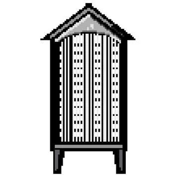 Open bird cage pixel art vector illustration 스톡 일러스트