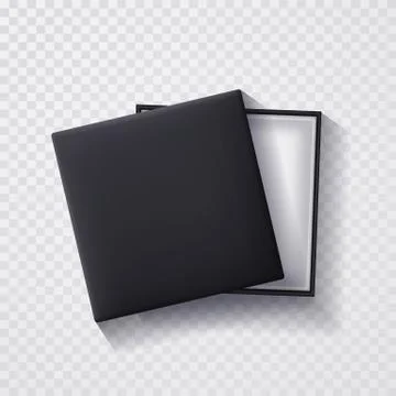 Open black empty gift box on transparent background. Top view. Template for y Stock Illustration
