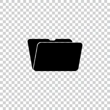 Open black folder icon for the computer on transparent background. Flat vecto Stock Illustration
