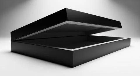 Open black gift box with white lining presenting a mysterious and elegant p.. Stock Illustration