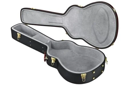 Open black guitar case container Illustrazione stock
