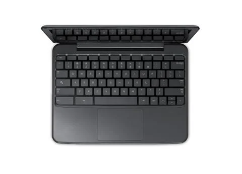Open black laptop computer, isolated on white background. Stock Photos