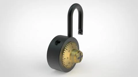 Open black padlock with figures on white background 3d rendering image Stock Illustration
