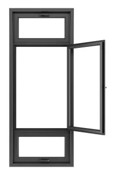Open black window isolated on white background. 3d illustration Stock Illustration