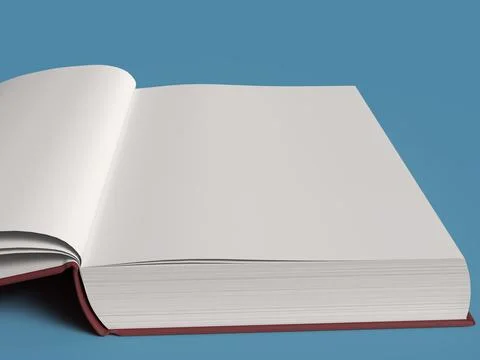 Open Blank Book 3D Render Isolated In Blue Background Stock Illustration