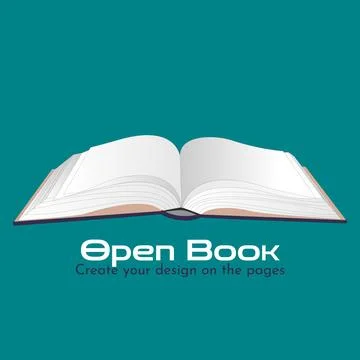 Open blank book, diary or notebook mockup with empty pages and hardcover. Vector Stock Illustration