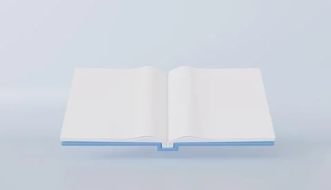 Open Blank Book with Light Blue Cover Minimalist Design Mockup for Education Stock Illustration