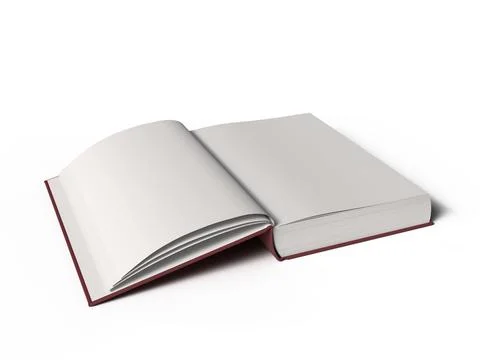 Open Blank Book Side View 3D Render Isolated In White Background Stock Illustration