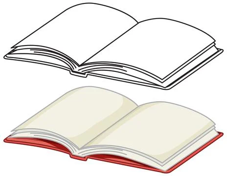 Open Blank Book Vector Illustration in Line Art and Color 스톡 일러스트