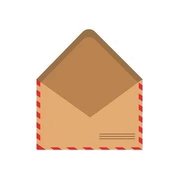 Open, blank brown envelope with a red border. Flat style template illustratio Stock Illustration