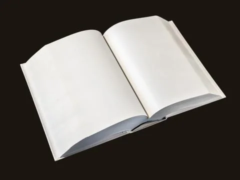Open blank dictionary, book isolated on black Stock Photos