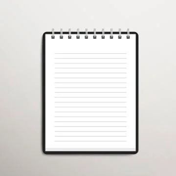 Open blank lined notebook over white Stock Illustration