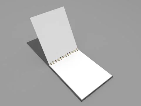 Open blank notebook on a gray background. Stock Illustration