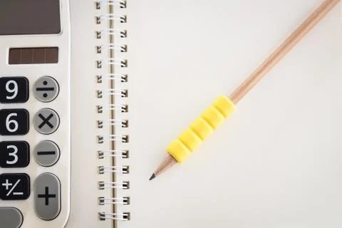 Open blank notebook with pencil Stock Photos