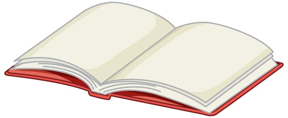 Open Blank Notebook with Red Cover Vector Illustration on White Background Stock Illustration